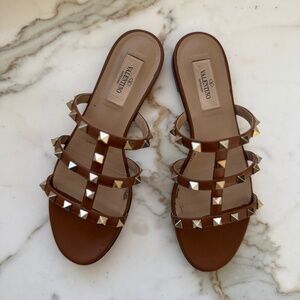 Valentino Garavani Rockstud Caged Flat Slide Sandals